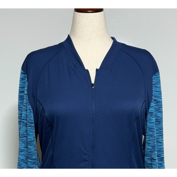 Dickies Jacket Womens Large Blue Marled Scrubs Dynamix Full Zip Warm Up Medical - Picture 2 of 12